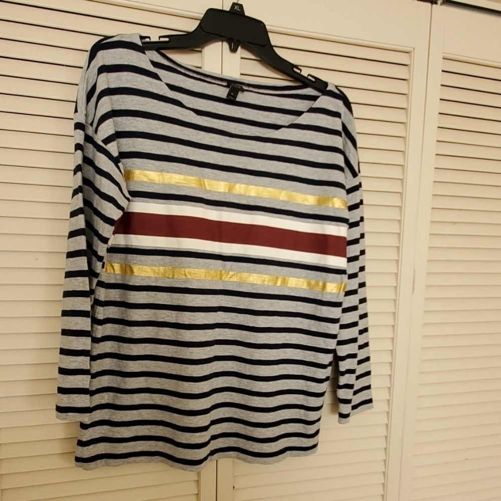 J CREW stripe 3/4 sleeve tee
